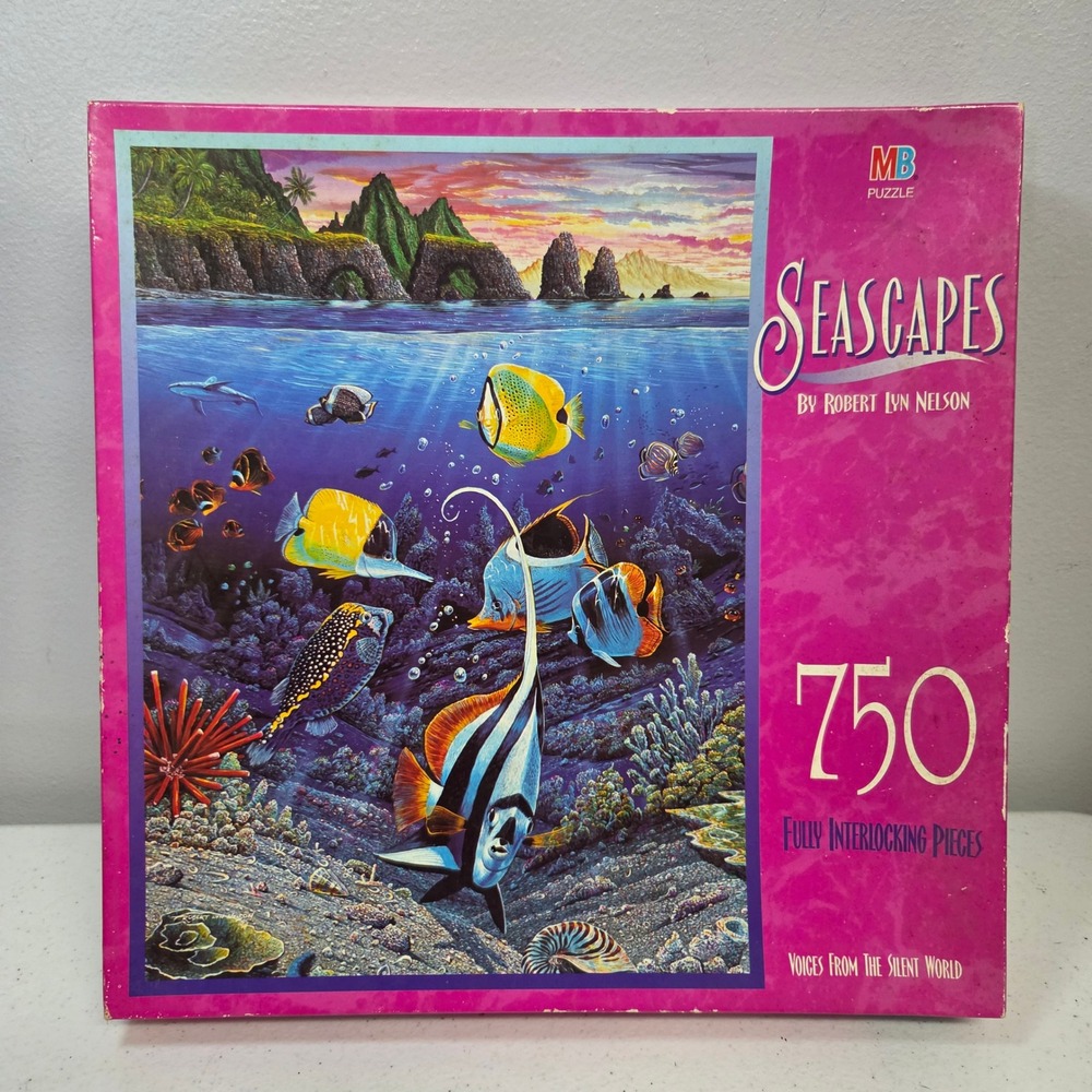 MB Seascapes 750 Pc Puzzle Robert Lyn Nelson Voices From The Silent World 1989